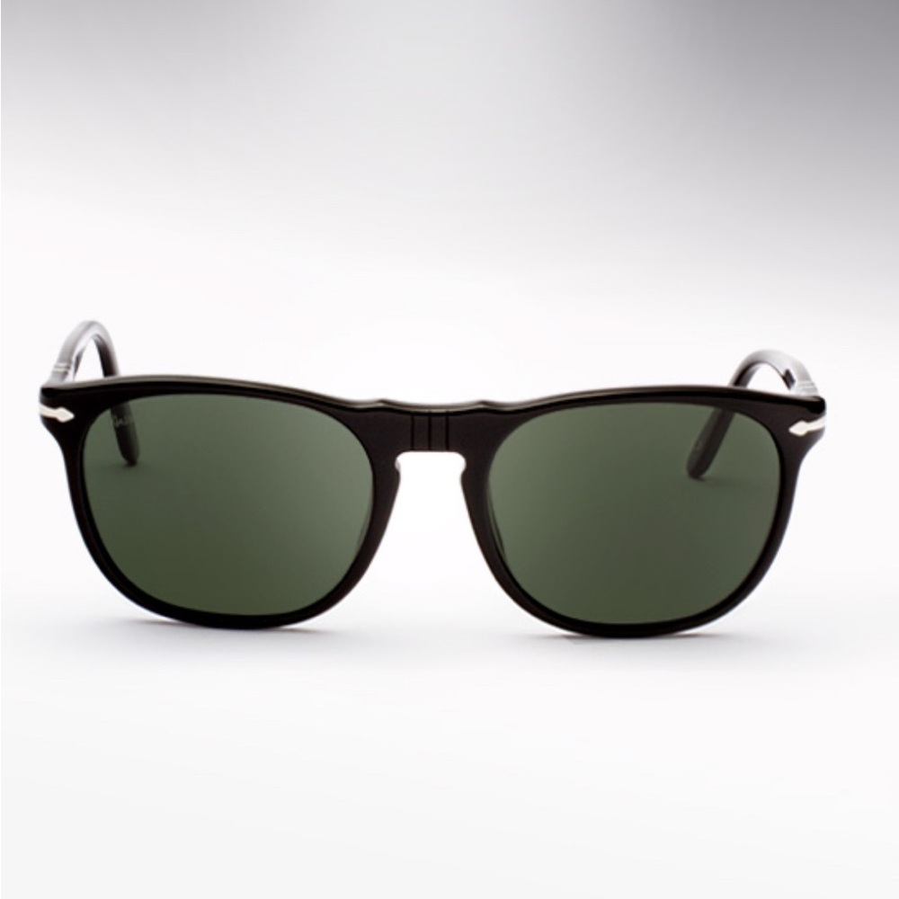Persol Black Sunglasses with Green Lenses